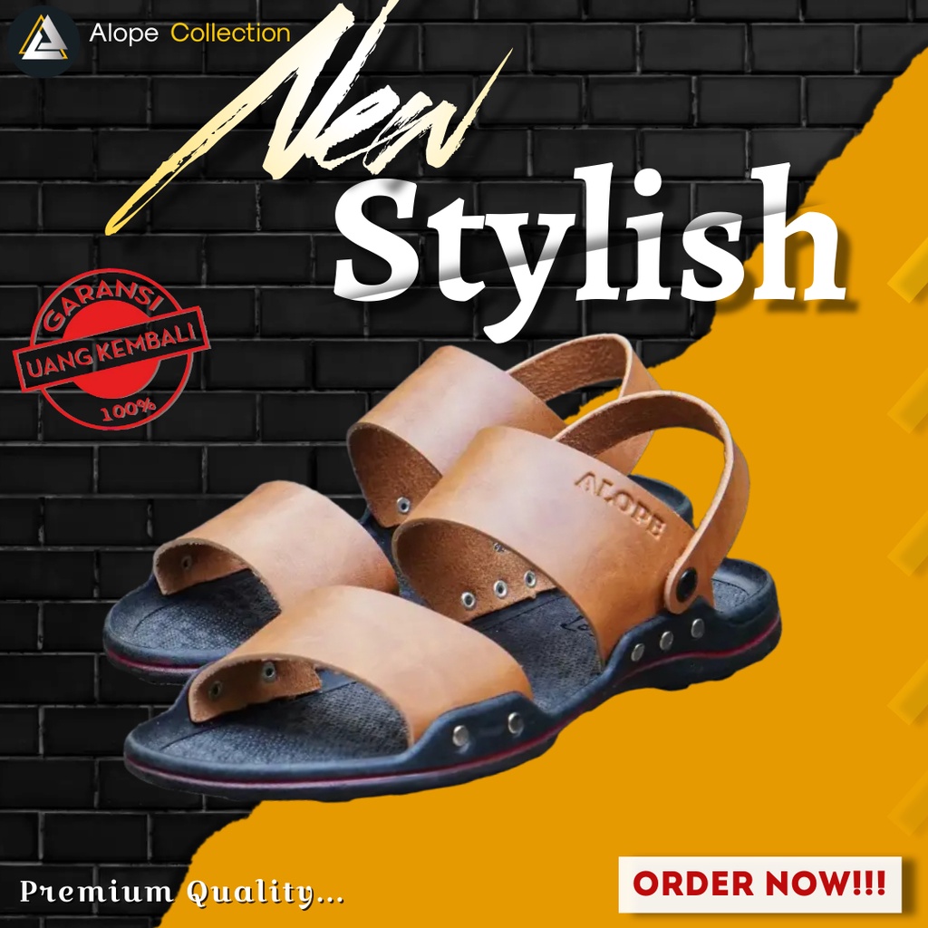 Sandal Sendal Gunung Outdoor Adventure Kulit Asli 100% Pria Cowok Laki Laki Dewasa Kasual Kekinian S