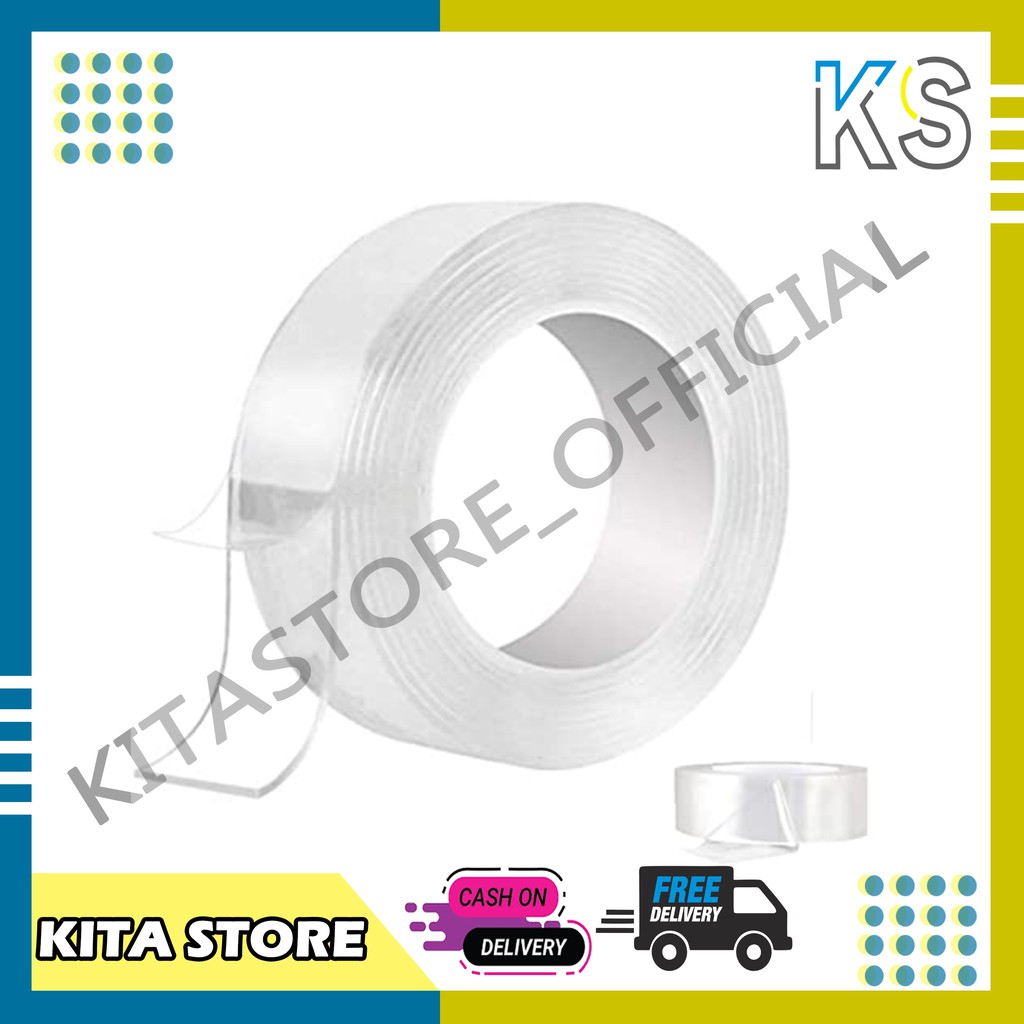 

KitaStore COD 2 Double Nano Tape Transparan Selotip Nano UKR 1MM Panjang 2M Double Slided U41