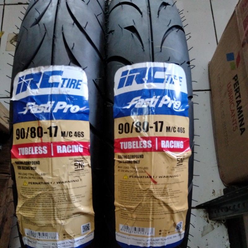 Paket Sepasang Ban Tubles IRC FASTI Pro 2 Ban 90/80 - 17 Ban Motor Racing Soft Compound Pasti Pro On