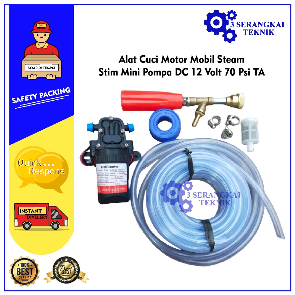 Alat Cuci Motor Mobil Steam Stim Mini Pompa DC 12 Volt 70 Psi TA