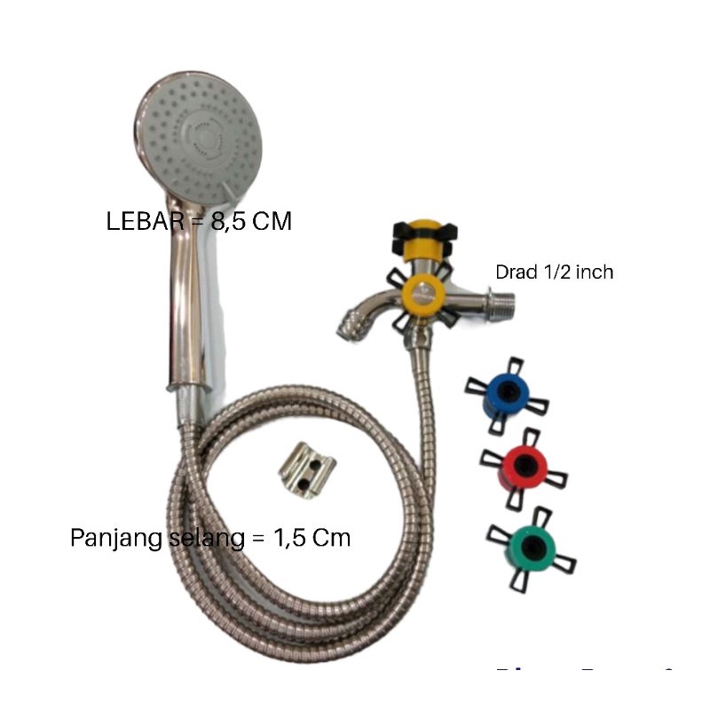 PAKET Hand shower Bonus Kran Cabang - Keran Double Bagus shower door installation Shower head Pancuran