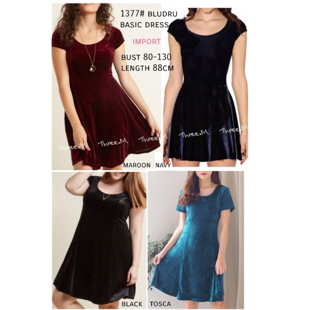 Nayara Boutique Lieze Velvet Bludru Flare Dress / Gaun Wanita 1377#