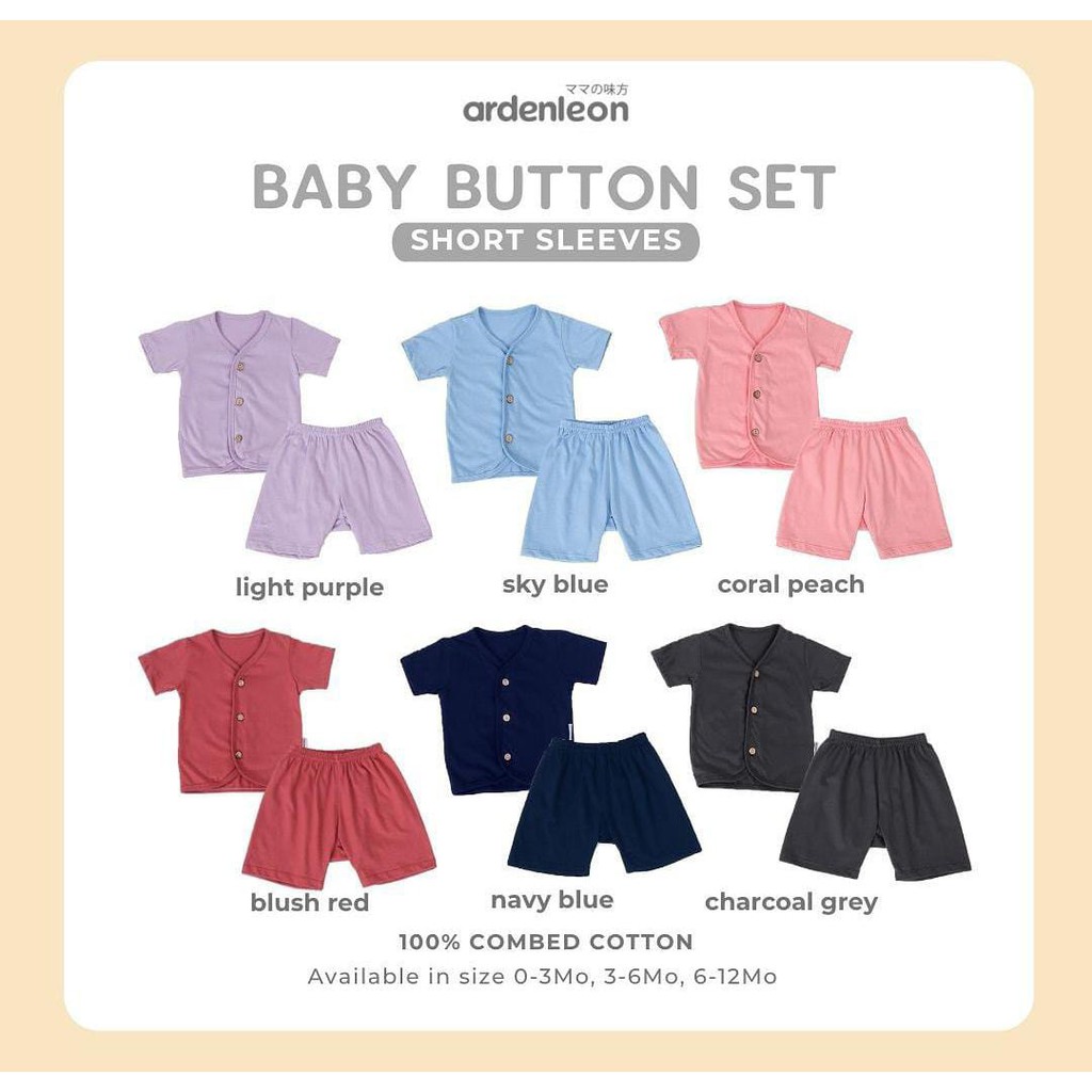 Ardenleon - Baby button SHORT SET (baju setelan)