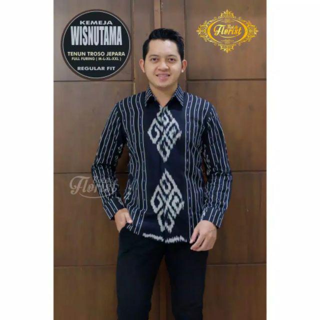 Japunta Blue Kemeja Batik Pria Full Furing Katun Primisima Batik Solo Batik Warna Navy Dongker