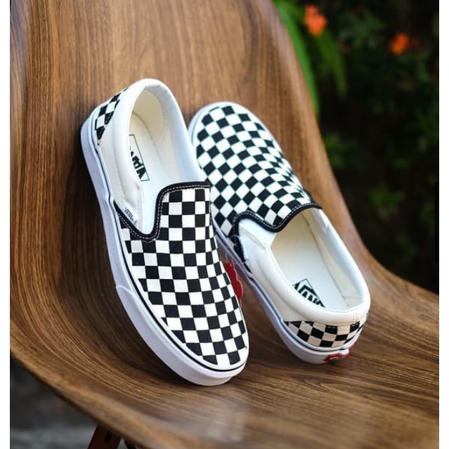 Sepatu Vans Checkerboard Slip On Catur Putih Ori BNIB