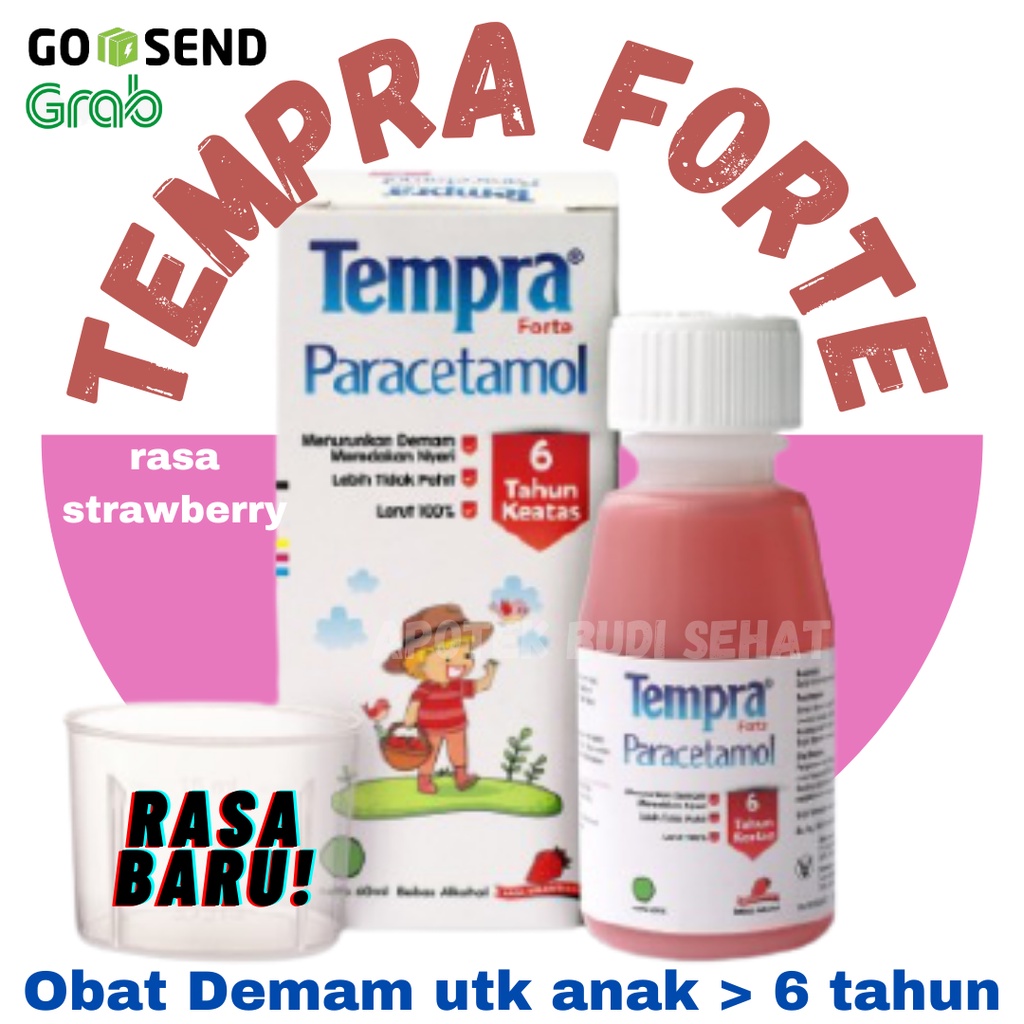 BARU! Tempra Forte Sirup Anak Rasa Stroberi Anggur 60 ml Obat Demam Anak Meriang Sakit Gigi Sakit Gu