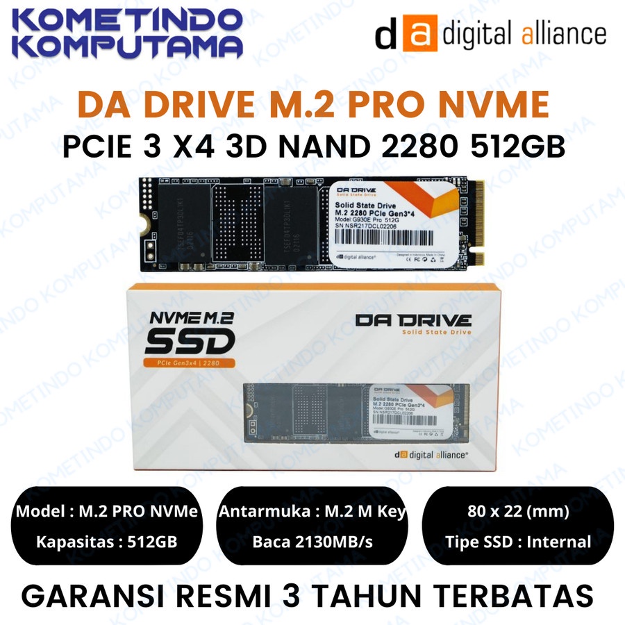 NVMe SSD 512GB DA DRIVE M.2 PRO NVMe READ 2130MB/s WRITE 1720MB/s