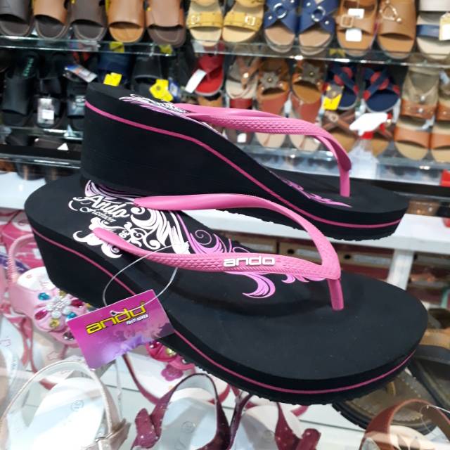 Sandal jepit spons tinggi wanita Ando maura original