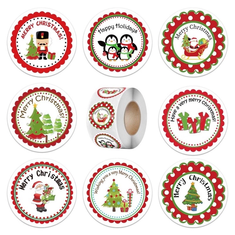 500 Pcs / Roll Stiker Label Segel Desain Merry Christmas Untuk Dekorasi Amplop