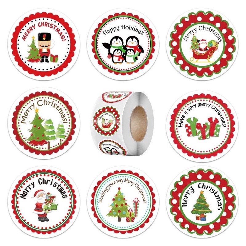 500 Pcs / Roll Stiker Label Segel Desain Merry Christmas Untuk Dekorasi Amplop