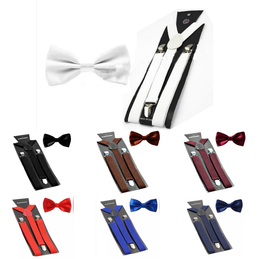 SUSPENDER TALI PINGGANG PRIA + DASI KUPU / SUSPENDER PRIA RAGAM WARNA / TALI SELEMPANG CELANA - C-2