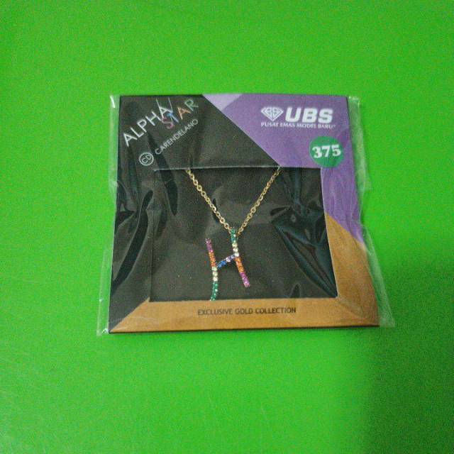Kalung alpha star huruf 'H' Kadar 375 rainbow UBS