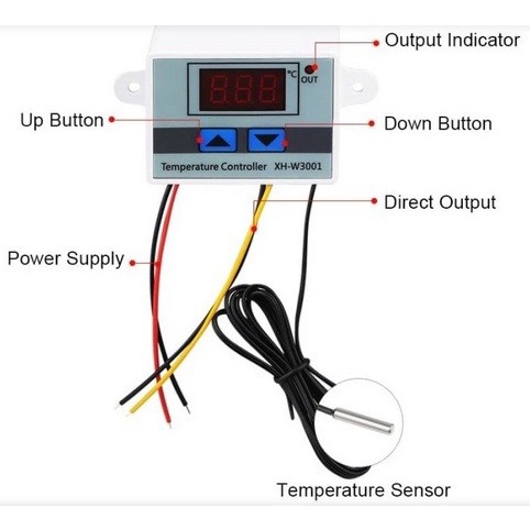 Thermostat Digital AC 220V Termostat Alat Pengatur Suhu Panas XH W3001