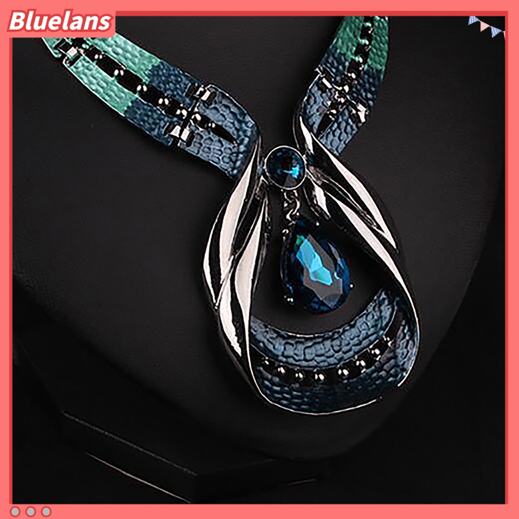 Bluelans 3Pcs Jewelry Set Adjustable Birthday Gift Anti-fade Teardrop Necklace Drop Earrings Jewelry Set