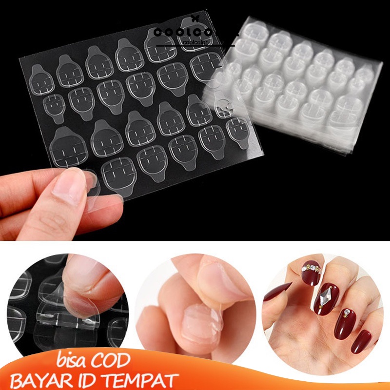 【Ready stock】12/ 24 pcs Dua Sisi Jelas Kuku Palsu Tips Rumah DIY Sihir Pasta Pengantin Palsu Nais cantik fashion murah COD