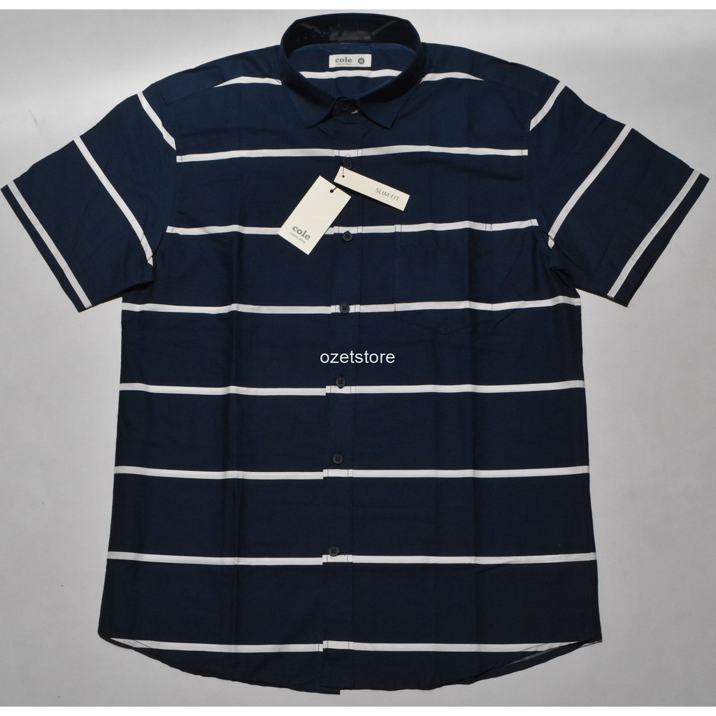 COLE Kemeja Pria Casual Lengan Pendek Biru Slimfit BP87 ORIGINAL