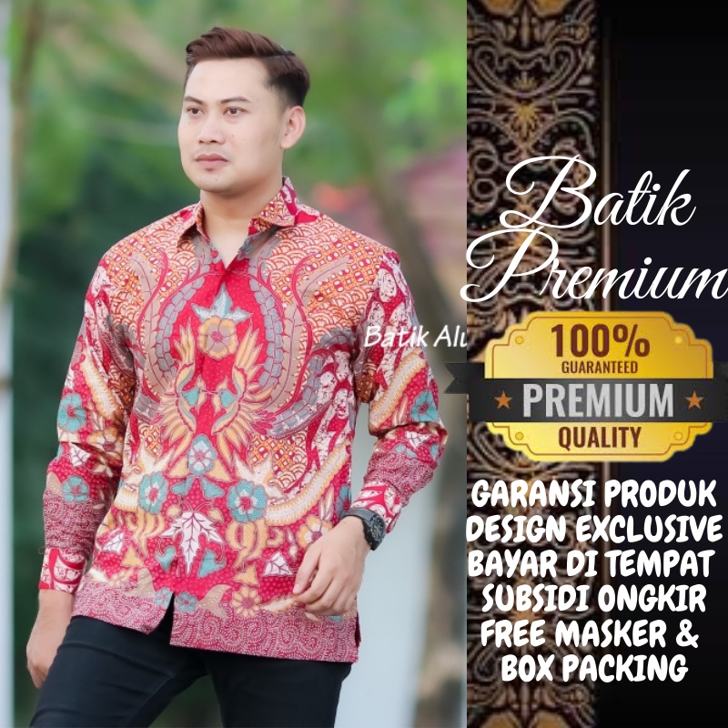 Kemeja Batik Pria Lengan Panjang Slim fit Modern Keris Katun Original Pria Cowok Aluna NS117