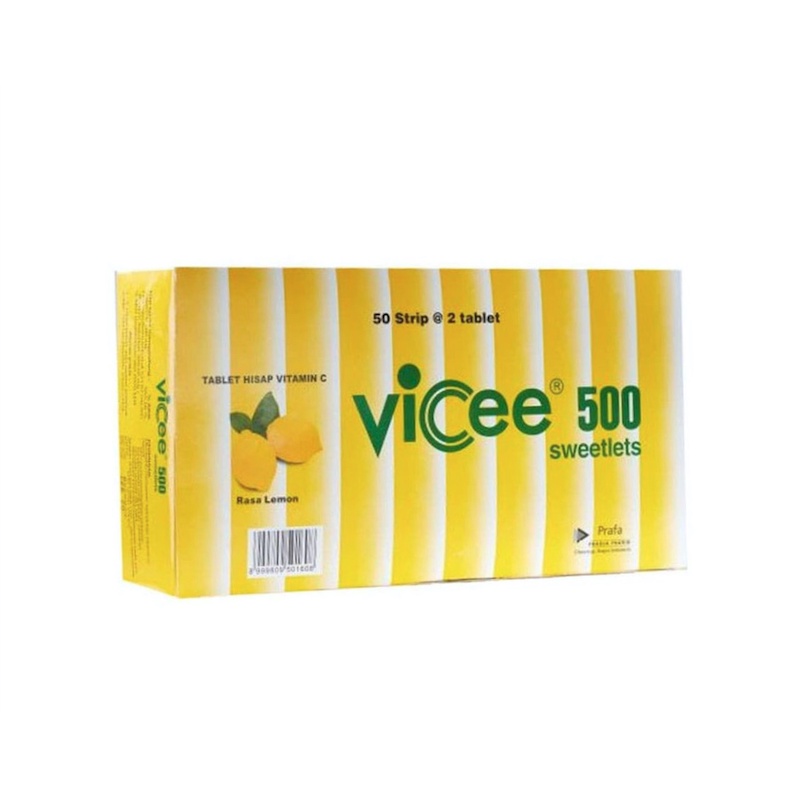 Vicee 500 Tablet Hisap Vitamin C / 50 Strip / 100 Tablet / 1 Dus