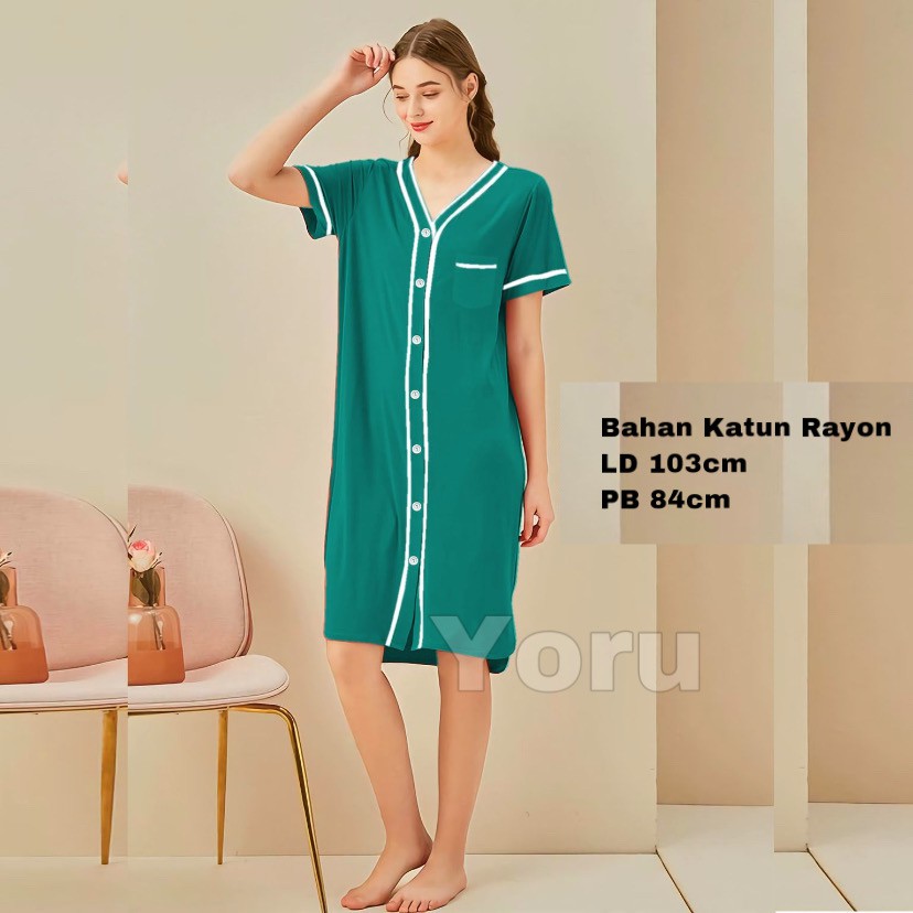 Pamelo Daster satin/baju tidur/daster murah Tunik Velvet Satin-DKR KatunRayon Toska