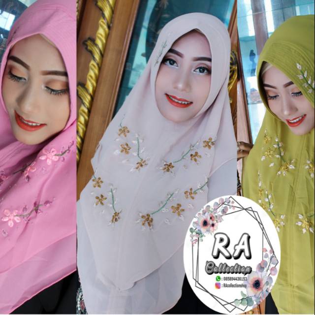 Hijab jilbab  khimar  syar'i ceruty ori model payet 2 layer