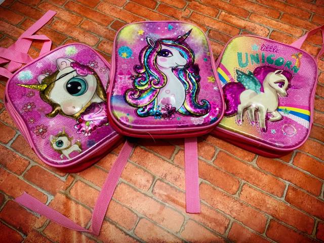 Tas Ransel Anak TK Unicorn Lucu Timbul Hologram Import