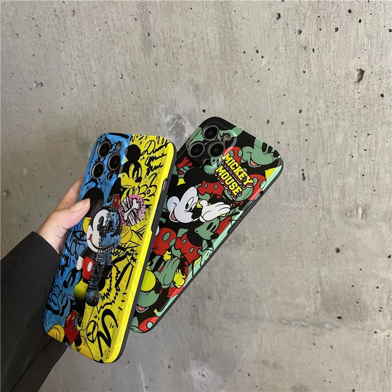 Graffiti Mickey Phone case  iPhone 7 8 Plus 12 11 8 X XR XS MAX 13 11pro 12 pro Max SE 2020 Straight edge Matte Soft TPU Cover