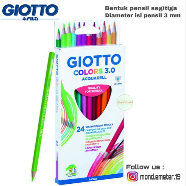 

Giotto Colors 3.0 Acquarell Triangular - Pensil Warna/Lukis Segitiga isi 24 - Art Painting & Drawing