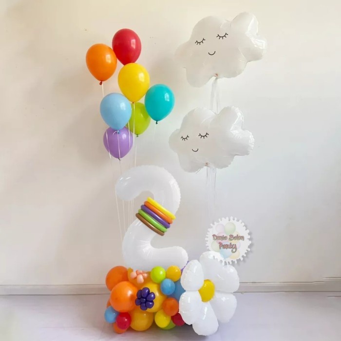 Balon Foil Awan Pelangi Putih / Balon Awan / Cloud Balon Awan Tidur