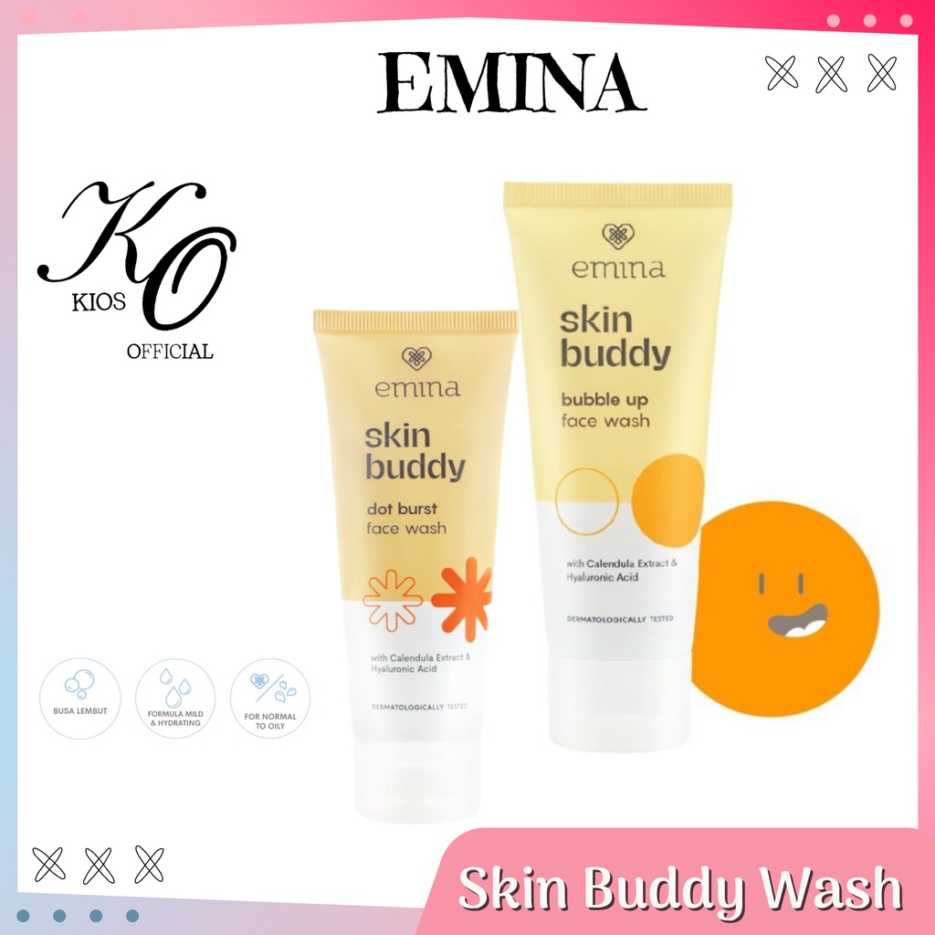 Emina Skin Buddy Bubble Up Face Wash &amp; Dot Burst Face Wash 60ml | Pembersih Wajah