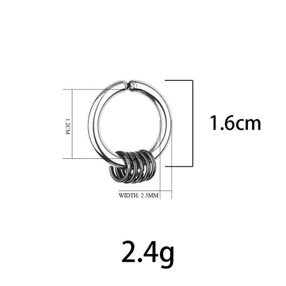 Rebuy Anting Hoop Palsu Warna Perak Kepribadian Rock Roll Lingkaran Tanpa Lubang Non Piercing Bulat Geometris Anting Klip Hitam