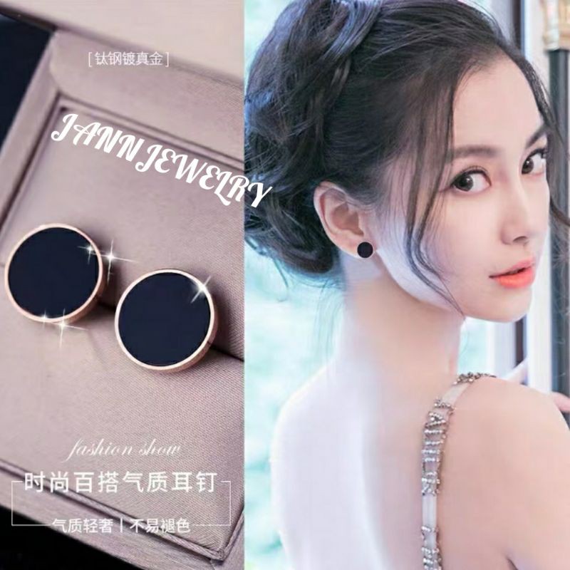 Anting Titanium Asli Anti Karat &amp; Alergi Simple Fashion Korea Bulat Polos