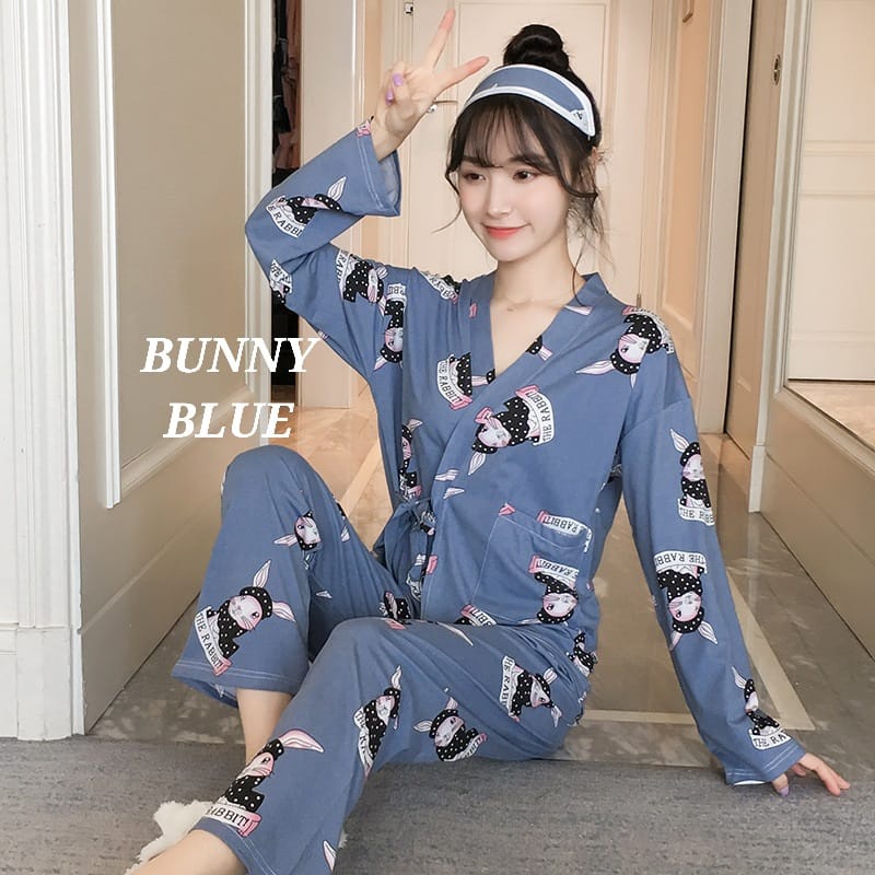 SET KIMONO LS IMPORT / SETELAN PIYAMA KIMONO WANITA IMPOR / BAJU TIDUR KOREA LENGAN PANJANG PREMIUM