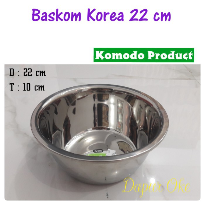Baskom Korea 22 cm Komodo / Baskom Stainless