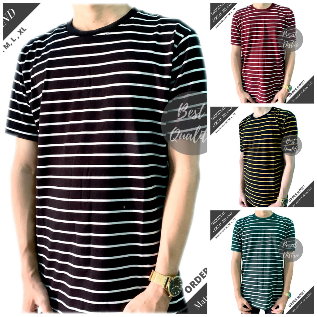  KAOS  STRIPE STRIP SALUR BELANG GARIS  GARIS  PRIA  WANITA 