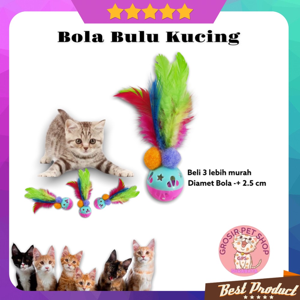 Mainan kucing Bola kucing mainan bola bulu kucing anjing ecer grosir ( Mainan Anjing &amp; Kucing )