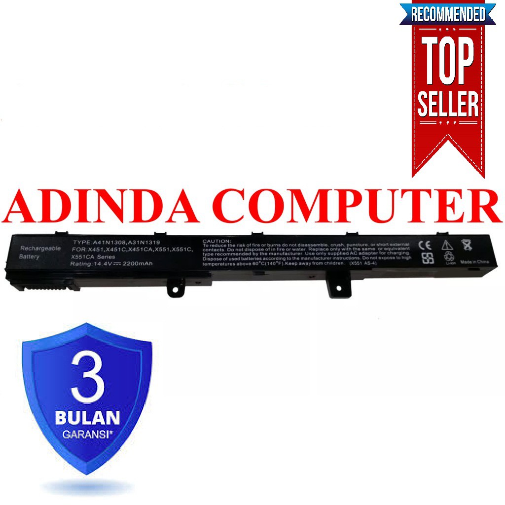 Baterai Laptop ASUS A41N1308 X451 X451C X451CA X551 X551C X551CA