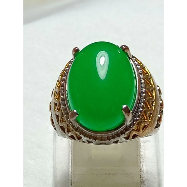 Batu Cincin Giok Hijau Ukuran 18x13mm