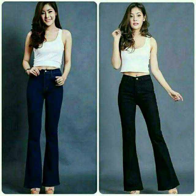 Celana jeans cutbray hitam wanita