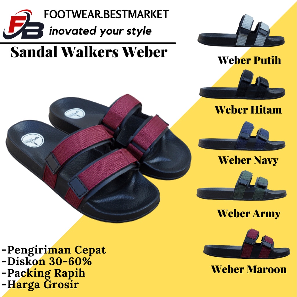 [BAYAR DI TEMPAT] SANDAL PRIA/SENDAL PRIA WALKERS WEBER SENDAL SLOP CASUAL FLOP SANTAI HARIAN MURAH