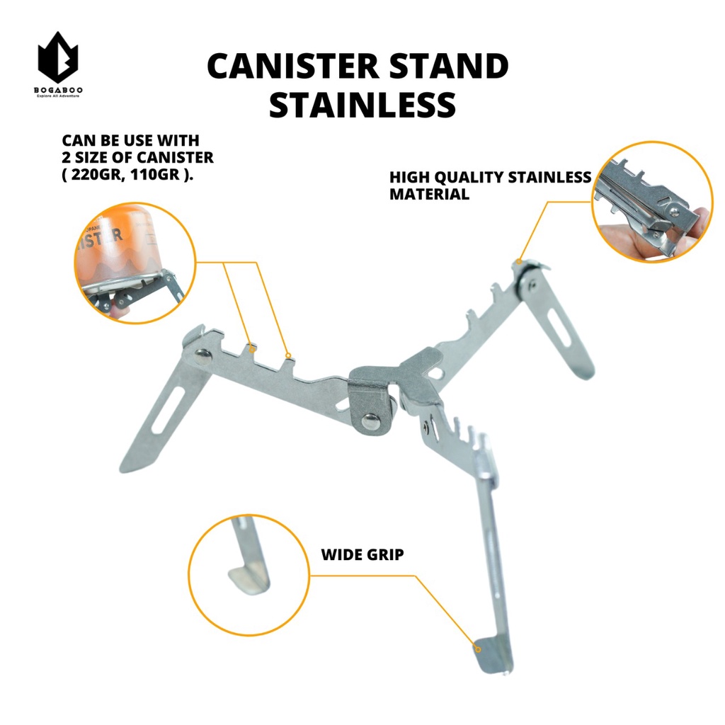 Dudukan Tabung Canister Dhaulagiri - Canister Stand Dhaulagiri Stainlless Steel Bracket Tripod