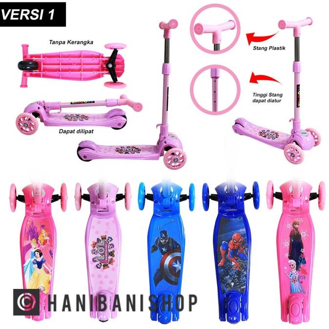 Scooter / Otoped / Skuter Karakter Anak Roda 3 Stang Plastik