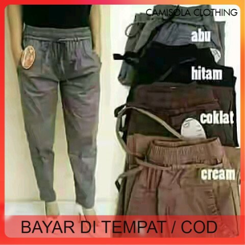 CELANA HAREM PANTS ANTI BEGAH WANITA CEWEK KATUN JUMBO BIG SIZE MURAH L XL XXL