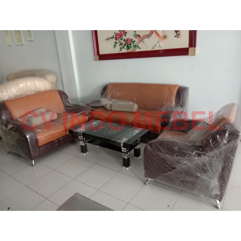 sofa galardo kursi tamu 321 mewah kursi tamu minimalis bantal sudah termasuk cream coklat hitam prem