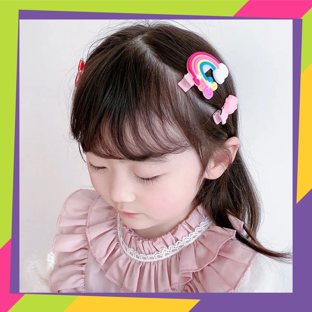 1741D1 / Jepit rambut anak perempuan isi 12pcs / Korea fashion lucu free pouch &amp; zipper lock