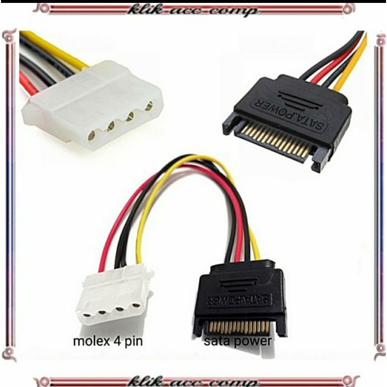 kabel pawer sata molex 4pin male to 15pin female / kabel power sata