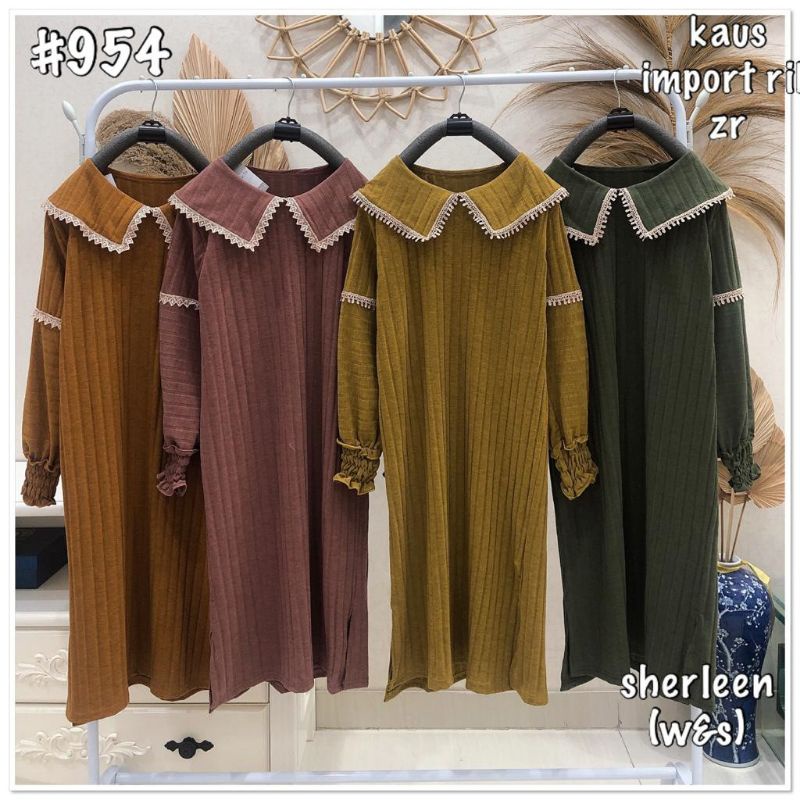 sherleen long tunik kerah renda import