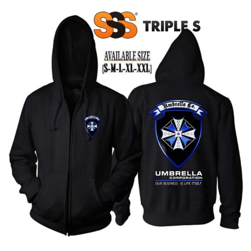 HOODIE ZIPPER UMBRELLA CORPORATION BLUE OUR BUSINESS IS LIFE ITSSELF JAKET RESLETING RESIDENT EVIL