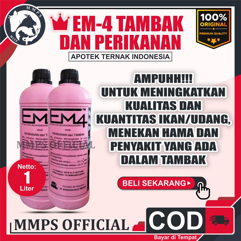 EM4 Perikanan dan Tambak 1Liter - EM4 EM 4 1L Perikanan Pupuk Probiotik Aquaponik Kolam Ikan 1 Liter