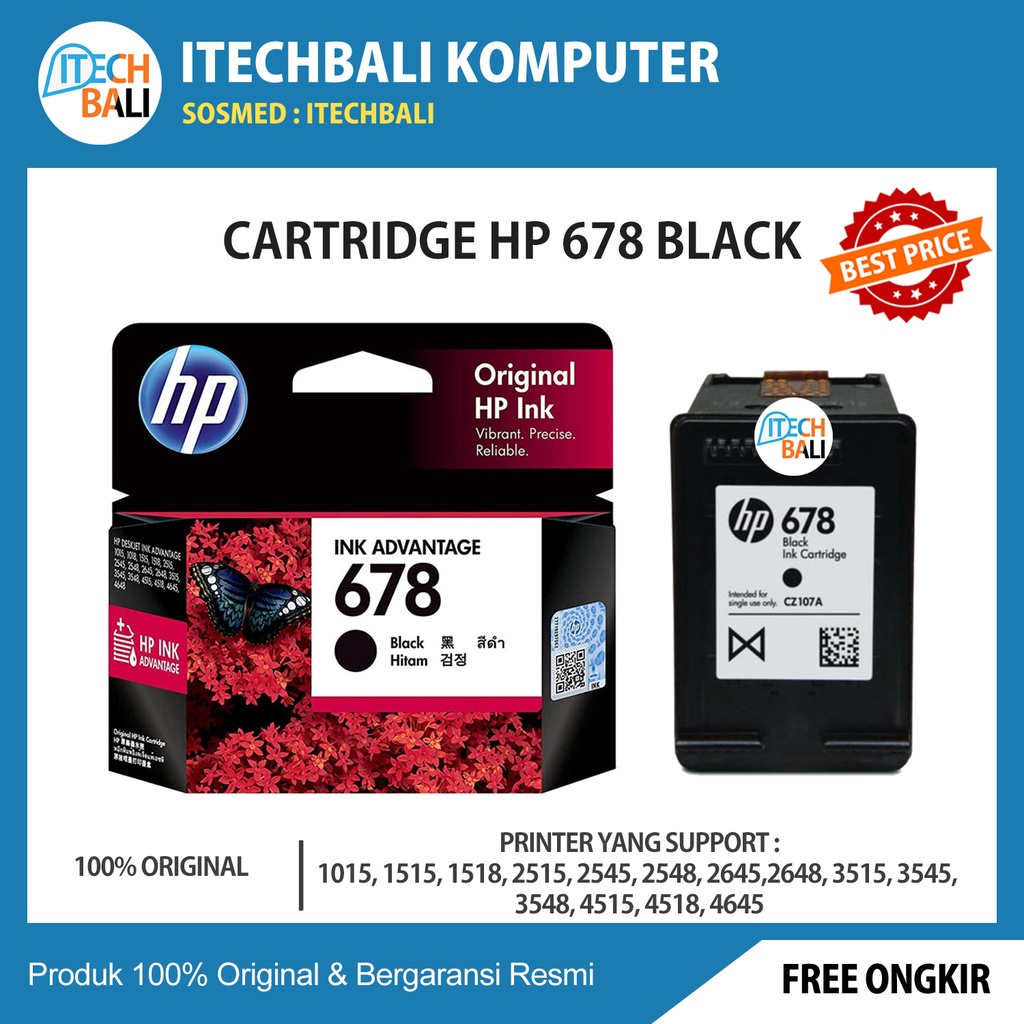 Cartridge HP 678 Black Or Color | ITECHBALI