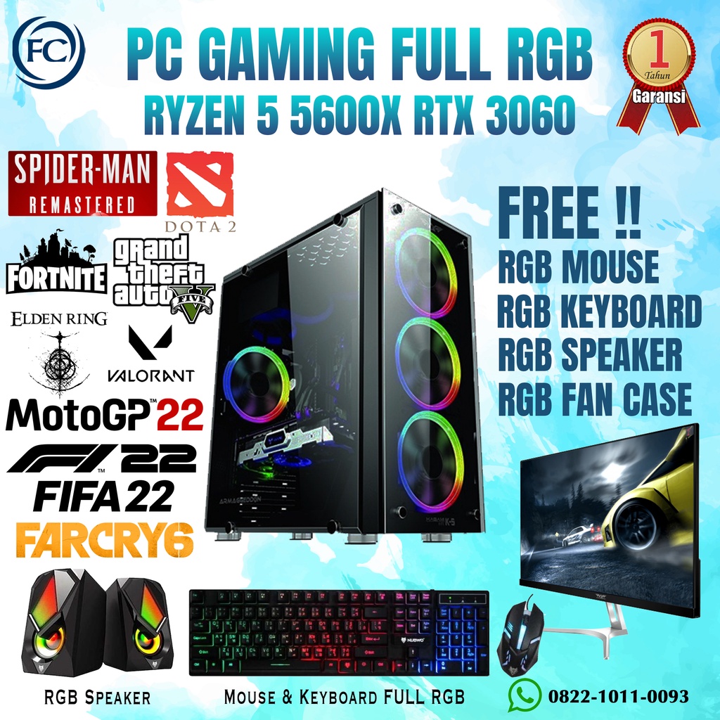 PC GAMING / DESIGN / LIVESTREAMING RYZEN 5 5600X 16GB RTX 3060 12GB FULLSET